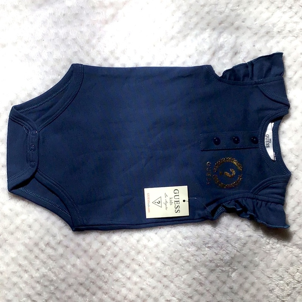 *GUESS *NAVY & GOLD *BUTTON UP *TANK *ONESIE *SZ 3-6M